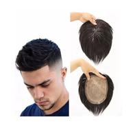 WANGHAI-666 Complément Capillaire Homme pour Calvitie Toupet Noir Naturel de 6 Pouces for Hommes, système de Remplacement de prothèse Capillaire Masculine, Perruques en Cheveux Humains for Hommes PE