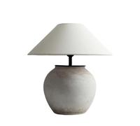 WANGHAI-666 Lampe de Chevet Lampe de Table en céramique Faite à la Main, Lampe Chevet, Abat-Jour Tissu Lin, Chambre Coucher, Salon, Petites Lampes(Blanc,Grand)