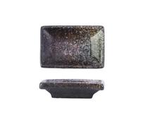 WANGHAI-666 Sauce Lot de 4 assiettes d'assaisonnement rectangulaires en céramique for sauce soja(Black and green)