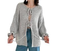 WANGHAIPING Cardigan tricoté à Nouer sur Le Devant for Femme, Pull à Manches Longues, Ouvert sur Le Devant, surdimensionné, en Tricot, Streetwear(Medium)