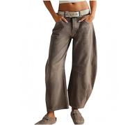 WANGHAIPING Jean Seau imprimé léopard et guépard Y2K, Pantalon Boyfriend Ample à Jambe Large, Taille Moyenne, Denim délavé for Femmes et Hommes(Caramel,X-Large)