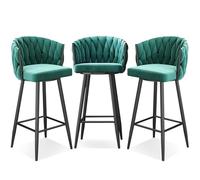 wanghaiyanBD Lot de 1 tabouret de bar moderne pivotant à 360° avec pieds en acier et repose-pieds - Hauteur d'assise : 64 cm - Pieds gris et noirs