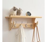 wanghaiyanBD Porte-Manteau, Cintre Mural en Bois Massif perforé pour Mur avec étagère Porte-Manteau Mural avec Crochets pour Salle de Bain Salon Chambre