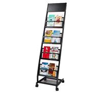 wanghaiyanBD Porte-revues en maille métallique, présentoir à brochures à 5 couches avec roulettes, support vertical pour documents, décoration, organiseur multifonction