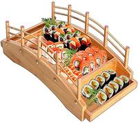 wanghaiyanBD Sushi Boat Bamboo, Vaisselle en Arche de Bambou, Plateau Sashimi et Plateau de Nourriture, Sushi Bridge Boat Assiette de Service Sashimi en Bois Plateau Fond Démonter Containe