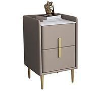 wanghaiyanBD Table de chevet moderne du milieu du siècle - Table de nuit minimaliste en cuir microfibre avec comptoir en pierre frittée pour chambre à coucher, salon