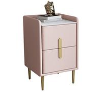 wanghaiyanBD Table de chevet moderne du milieu du siècle - Table de nuit minimaliste en cuir microfibre avec comptoir en pierre frittée pour chambre à coucher, salon