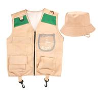 WANGHONGGOGO Adolescents d'exploration，Explorateur Exterieur Aventurier Kit，Generisch Costume pour Adolescents，Gilet avec Poches，Chapeau，Gilet Cargo，équipement de Camping，d'Exploration Cadeau (Vert)