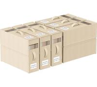 WANGIRL Lot de 6 Sacs de Rangement Drap de Lit, Boîte de Rangement Linge Pliable, Minimaliste, Beige