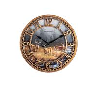WANGIRO Round Wall Clock Farmhouse Plastic Deer Clock Battery Operated Silent Non-Ticking Rustic Clock 12 inch for Home Kitchen Living Room Bedroom Office Decor (Antique Copper)