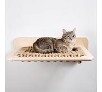 WANGJIANPENGPL Hamac pour Chat, Etagere Murale Chat, Bois Massif et Corde en Sisal, Résistant a l'usure et Aux Rayures