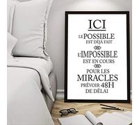 wangjingxi Citation Inspiration Française Toile Art Affiche Impressions L'Impossible Est en Cours Art Moderne Peinture Tableau Bureau Mur Art Décor 50X70Cm