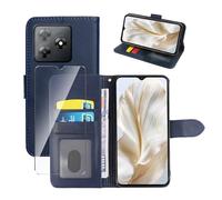 Wanglaism Coque Compatible avec Blackview Wave 8C/Blackview Wave 8 - Étui en Similicuir Anti-Choc avec [Portes-Cartes] [Porte-Billets] [Fonction Stand] + Film en Verre Trempé 9H - Bleu