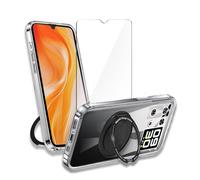 Wanglaism Coque Compatible avec Cubot P90 en Silicone TPU Transparent, avec 1 x Film de Protection en Verre 9H + 1 x Support Rotatif 360°, Compatible MagSafe, étui Anti-Chute