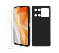 Wanglaism Coque Compatible avec Cubot P90 étui avec 2 Pièces Verre Trempé, Coque Housse de Protection Silicone Antichoc Mince Douce Noir