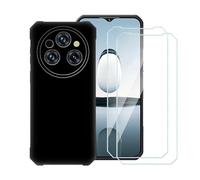 Wanglaism Coque Compatible avec Oukitel WP35 Pro avec 2 Pièces Verre Trempé, Coque Housse de Protection Silicone Antichoc Mince Douce Noir