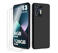 Wanglaism Housse pour OUKITEL C36 Coque + 3 Protections d'écran en Verre trempé, TPU Silicone Cas Noir entièrement Mat Case Cover-Noir