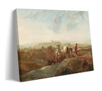 WANGLIDD Aelbert Cuyp - Impression sur toile de peintures de paysans migrants dans un paysage du sud - Décoration murale avec cadre - 50 x 75 cm