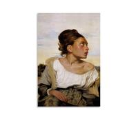 WANGLIDD Eugène Delacroix Peinture sur toile Motif fille orpheline au cimetière Décoration murale moderne sans cadre 30 x 45 cm