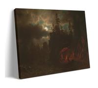 WANGLIDD Impression sur toile de Albert Bierstadt Le camp des trappeurs (1861) - Art mural esthétique - Décoration murale pour salon - 30 x 45 cm