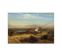 WANGLIDD Impression sur toile de Albert Bierstadt Le dernier du buffle (1888) - Décoration murale à suspendre pour chambre à coucher - Sans cadre - 60 x 90 cm