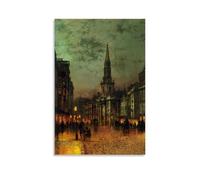 WANGLIDD Impression sur toile de John Atkinson Grimshaw de Londres 1885 - Décoration murale - Idée cadeau - Sans cadre - 30 x 45 cm