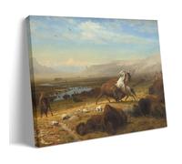 WANGLIDD Impression sur toile représentant le dernier du buffle (1888) d'Albert Bierstadt (1888) - Décoration murale d'intérieur - 60 x 90 cm