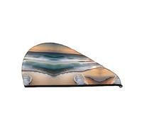 WANGLO Bonnet pour cheveux secs en velours corail Sunset Over the Waves - Turban à séchage rapide pour la maison et les voyages - Parfait pour les fêtes à la piscine, la plage, le bain