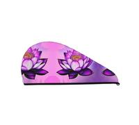 WANGLO Bonnet pour cheveux secs en velours violet lotus corail - Turban à séchage rapide pour la maison et les voyages - Parfait pour les fêtes à la piscine, la plage, le bain