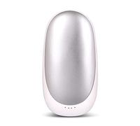 WANGLXST Hiver Chauffe-Mains Rechargeable 5200mah Hand Warmer Portable avec Fonction Power Bank, Réchauffe-Mains Double Poche Hiver Cadeau, Silver