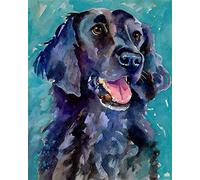 WANGMAOMAO Peinture par numéro Kits Adultes débutants Chien animal Flat Coated Retriever Famille décoration Murale Peinture Acrylique Jouets à peindre cadeaux peints à la main -sans cadre