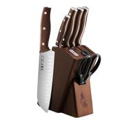 WANGMAZI Ensemble de couteaux Cleaver 7 pièces - Série Shenmu - Acier inoxydable 40Cr13 - Manche en hêtre