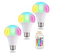 WANGPEI Ampoule de Couleur LED E27 RGB,Lampe à Vis Edison Dimmable à Changement de Couleur 10W Avec Télécommande IR,Lumières D'ambiance 16 Couleurs pour la Maison,Fête,Bar,Disco KTV,etc.3Paquets