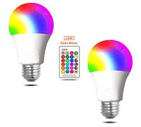 WANGPEI Ampoule de Couleur LED E27 RGB,Lampe à Vis Edison Dimmable à Changement de Couleur 15W Avec Télécommande IR,Lumières D'ambiance 16 Couleurs pour la Maison,Fête,Bar,Disco KTV,etc.2Paquets