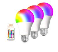 WANGPEI Ampoule de Couleur LED E27 RGB,Lampe à Vis Edison Dimmable à Changement de Couleur 15W Avec Télécommande IR,Lumières D'ambiance 16 Couleurs pour la Maison,Fête,Bar,Disco KTV,etc.3Paquets