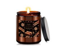 WANGPEI Bougies d'aromathérapie en bois de santal dans un pot ambré, bougies de soja à mèche unique, bougie d'aromathérapie, cadeau pour soulager le stress, la méditation, le yoga, le spa relaxant