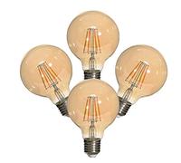 WANGPEI G80 Edison Ampoule E27 Vis Ampoule en Verre Ambré, Non Dimmable Ampoules à Filament Rétro 600LM Blanc Chaud Doux 2700K,6W(Équivalent à Incandescence 60W) Paquet de 4