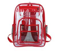 WANGQIQI Sac Transparenter Rucksack Haltbarer Aus PVC Mit Verstärkten Gürteln Und Großer Kapazität-rot-groß42*33 * 17