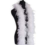 wangruida 1,8 m 90 grammes de Plumes de Dinde Blanches pour boa Danse Mariage Artisanat fête, déguisement décoration d'halloween