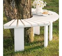 WANGRUIERHA Banc de Jardin Incurvés pour L'extérieur, Banc Semi Circulaire en Bois, Assemblage Libre, Convient aux Jardins, Cours et Parcs(White)