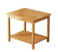 WANGRUIERHA Petite Table Basse Pas Cher en Bambou, Table Basse Japonaise, Rangement à Double Niveau, Convient aux Canapés, aux Baies Vitrées, aux Chambres à Coucher(Yellow,50x50x50cm/20x20x20in)