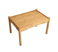 WANGRUIERHA Table Basse Bois Massif en Bambou, Table Basse Pas Cher Rectangulaire, Convient aux Chambres à Coucher, aux Baies Vitrées, aux Balcons, aux Salons(Yellow,80x40x26cm/31x16x10in)