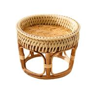 WANGRUIERHA Table Basse Japonaise, Table Basse Ronde de Style Rétro, Idéale pour Les Pique Niques, Les Chambres à Coucher, Les Baies Vitrées, Les Salons et Les Fêtes(52x52x22cm/20.5x20.5x8.7in)