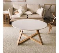 WANGRUIERHA Table Basse Ronde D'intérieur, Table Basse Pas Cher, Idéale pour Les Jardins, Les Vérandas, Les Balcons et Les Salons, Facile à Assembler(White,80x80x46cm/31x31x18in)