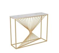WANGRUIERHA Table Console de Bureau en Dalle de Pierre, Console D'entrée Minimaliste et Moderne, Idéale pour Le Hall D'entrée, Le Couloir, Le Salon et la Chambre(Gold,100x30x80cm/39x12x31in)