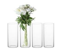 wangsdjy Lot de 4 vases cylindriques en verre transparent de 15 cm pour centres de table de mariage, décoration de fête, décoration d'intérieur, bougies flottantes, décorations de table, réceptions et