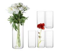 wangsdjy Lot de 6 vases cylindriques en verre transparent de 15 cm pour centres de table de mariage, décoration de fête, décoration d'intérieur, bougies flottantes, décorations de table, réceptions et