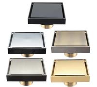 WANGSHAOWEI Siphon De Sol Drain de Douche en Laiton Drain de Sol de Salle de Bain Insert de carrelage Drain de Sol carré 100X100 Siphon De Sol Exterieur(Brushed Gold)