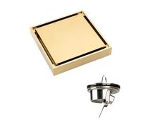 WANGSHAOWEI Siphon De Sol Drain de Sol Invisible caché en Laiton, 10 x 10 cm, 8 x 20 cm, 8 x 30 cm, Couvercle en Laiton, Base en Laiton, Noyau en Laiton Siphon De Sol Exterieur(10x10 Bright Gold)