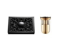 WANGSHAOWEI Siphon De Sol Drain Noir en Laiton for Salle de Bain, carré carré for Salle de Douche, piège à déchets, Grille à déchets avec Drains de Cheveux 10x10cm Siphon De Sol Exterieur(D2)